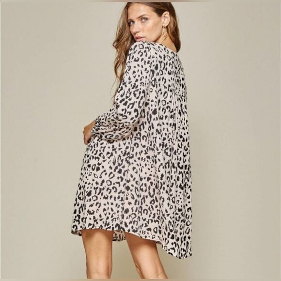 Savanna Jane Leopard printed long sleeve floral embroidered dress plus size 1X - Picture 2 of 9